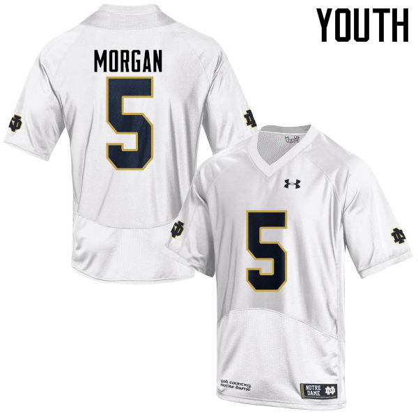 Youth #5 Nyles Morgan Notre Dame Fighting Irish College Football Jerseys-White - Click Image to Close